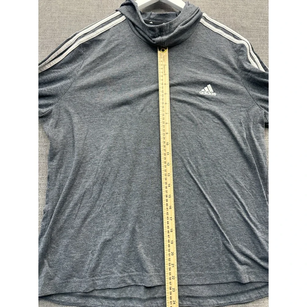 Adidas Aeroready Primegreen Hoodie Men 2XL Heather Gray Striped Running Athletic